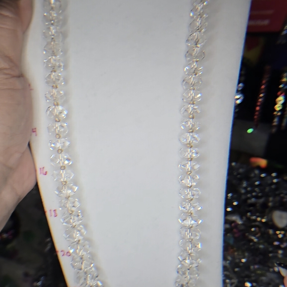 ***SOLD Vintage 24 + In Clear Quartz Multi Faceted Rock Crystal Necklace - Picture 8 of 12